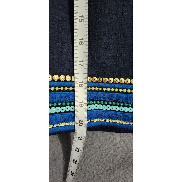 Talbots Skirt Womens Sz 12 Blue Cotton Stretch Sequin Beaded Embellished Hem NWT - Picture 4 of 12